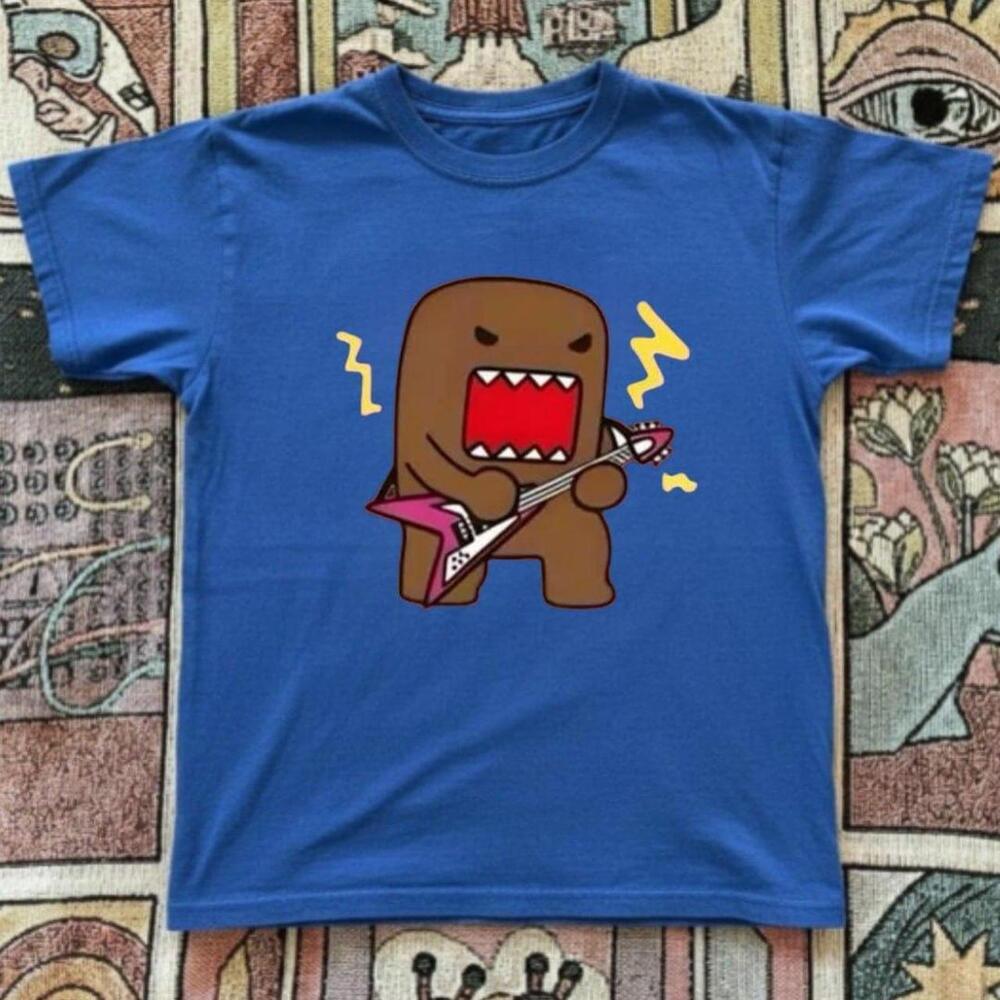 Blue T-Shirt, Domo Playing Guitar  Graphic Tee